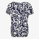 Dames top met bloemenprint blauw wit