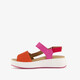 Suède dames sandalen oranje roze rood