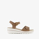 Dames sandalen met sleehak cognac bruin