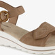 Dames sandalen met sleehak cognac bruin