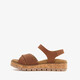 Leren dames sandalen cognac