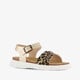 Leren meisjes sandalen panterprint goud