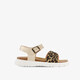 Leren meisjes sandalen panterprint goud