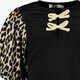 Meisjes top met panterprint mouwen zwart
