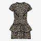 Meisjes jurk met ruches en panterprint