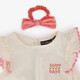 Meisjes jurk met scrunchie roze wit