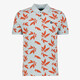 Heren polo met bladerenprint lichtblauw