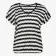 Dames T-shirt met golvend patroon zwart wit