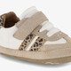 Suede babyschoenen met panterprint details beige