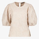 Dames top met pofmouwen beige
