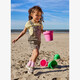 Meisjes rib T-shirt met ruches geel