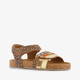 Leren meisjes sandalen met panterprint en glitters bruin