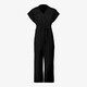 Dames crinkle jumpsuit korte mouw zwart