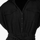 Dames crinkle jumpsuit korte mouw zwart