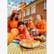 Heren hoodie met backprint oranje