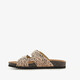 Dames bio slippers met panterprint beige zwart