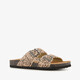 Dames bio slippers met panterprint beige zwart