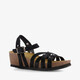 Hush Puppies suède dames bio sleehak sandalen zwart