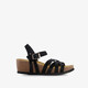 Suède dames bio sleehak sandalen zwart