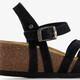 Suède dames bio sleehak sandalen zwart
