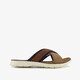 Leren heren slippers cognac blauw