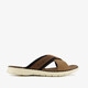 Leren heren slippers cognac zwart