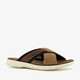 Bugatti leren heren slippers cognac zwart
