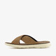 Leren heren slippers cognac zwart