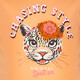 Meisjes T-shirt met panterkop oranje