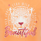 Meisjes T-shirt met luipaardkop oranje