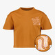 Cropped meisjes T-shirt met backprint bruin