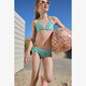 Meisjes bikini met tropische print groen