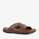 Leren heren slippers cognac bruin