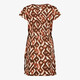 Dames jurk met grafische print bruin