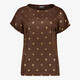 Dames top met goudkleurige print bruin