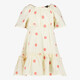 Meisjes jurk met bloemenprint beige