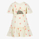 Meisjes jurk met bloemenprint beige