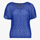 Dames T-shirt met golvend patroon blauw