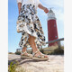 Dames maxi rok met bloemenprint beige zwart