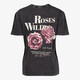 Dames acid wash T-shirt met backprint zwart
