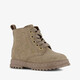 Suède meisjes veterboots met bloemetjes taupe