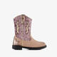 Leren meisjes cowboylaarzen roze beige