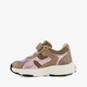 Leren meisjes sneakers met metallic details bruin