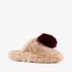 Dames instappers pantoffels met hartje beige bruin