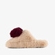 Dames instappers pantoffels met hartje beige bruin