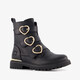 Meisjes biker boots zwart met hartjes gespen