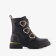 Meisjes biker boots zwart met hartjes gespen