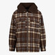 Geruite jongens shacket met teddy kraag bruin