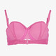 Voorgevormde dames bikinitop met structuur roze