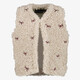 Fluffy meisjes gilet met strikjes beige
